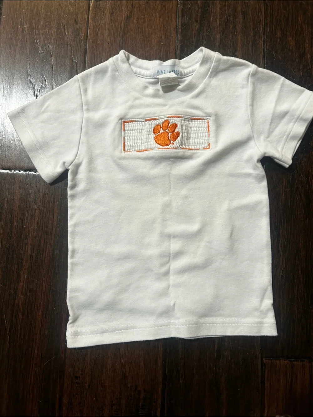 Vive La Fete Toddler Boy Smocked Clemson Paw Tee - 2T